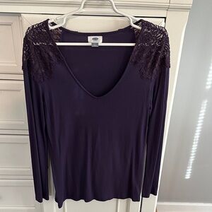 Old Navy Women's Long Sleeve Top - Dark Purple